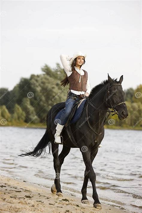 Woman Ride The Horse Stock Image Image Of Animals Tree 12707323