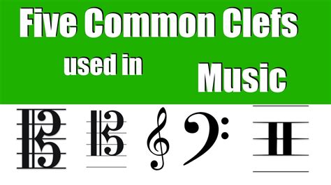 Five Clefs Used In Music Bass Treblealto Tenor And Percussion Clef