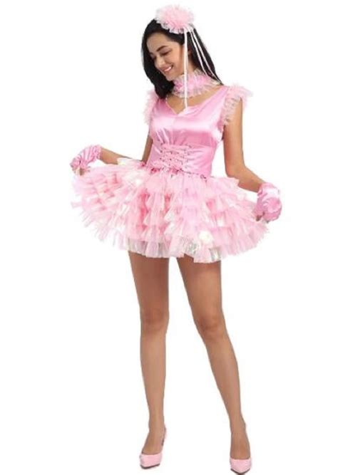 Sissy Cute Sexy Joline Prissy Women Fluffy Pink Dance Dress Dress Up Customizable Glamour
