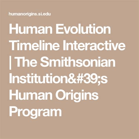 Human Evolution Timeline Interactive The Smithsonian Institutions