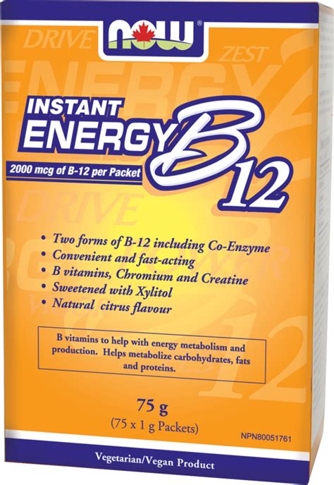 Now Instant Energy B 12 2000 Mcg Packets The Healthy Bug