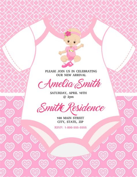 Baby Girl Announcement Template Postermywall