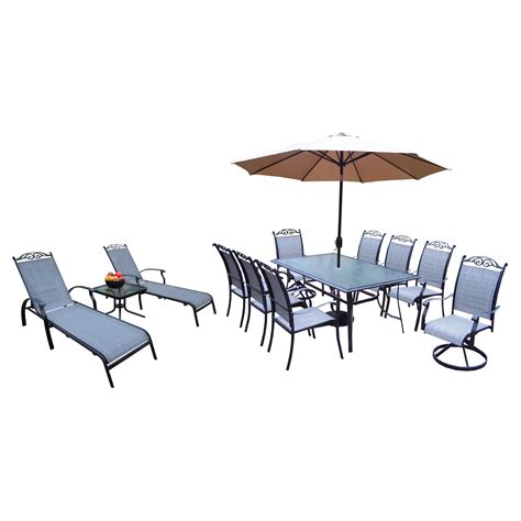 The umbrella is adorable, nice quality and perfect for a smaller space. Oakland Living Cascade Aluminum 14 Piece Patio Dining Set ...