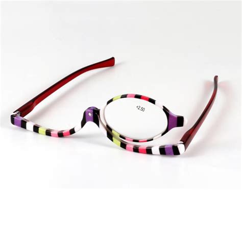 striped magnifying makeup glasses eye make up spectacles flip down lens folding cosmetic womens