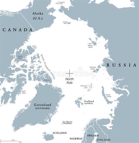 Arctic Ocean Map Stock Vector Illustration Of Destination 104769384