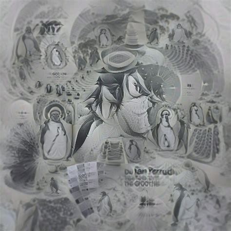 Intricate Monochromatic Illustration Of The Penguin God Deep Daze