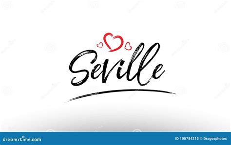 Seville Europe European City Name Love Heart Tourism Logo Icon D Stock