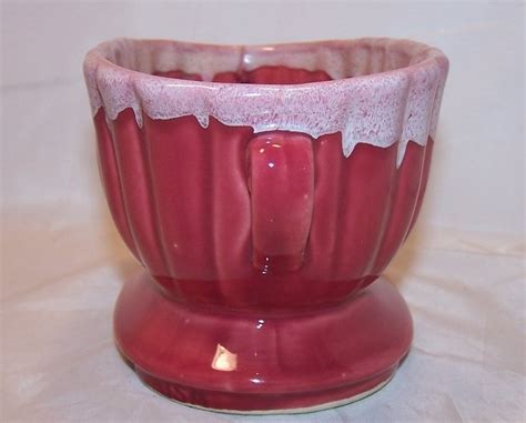 Red Pink And White Dripware Pottery Planter Usa