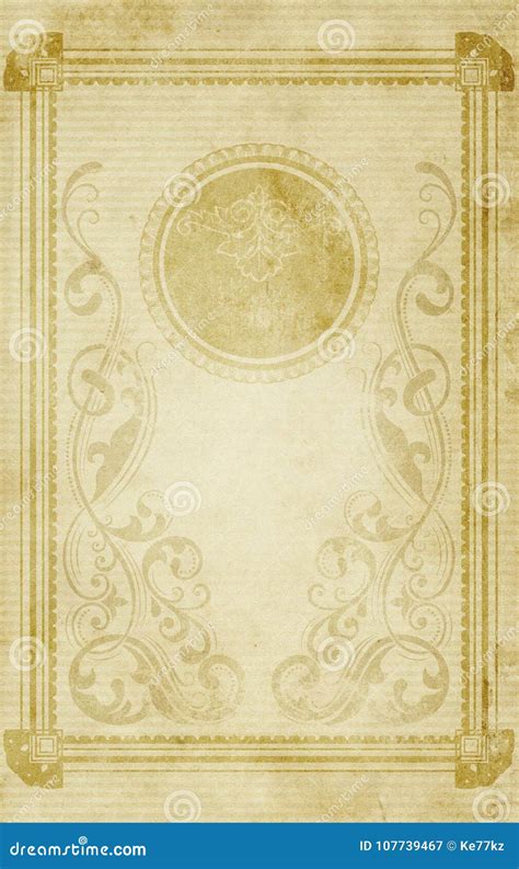 Old Yellowed Paper Background With Vintage Frame Stock Illustration