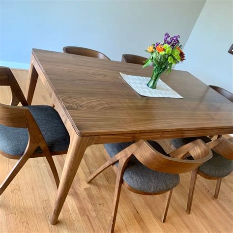 Solid Wood Quarter Sawn Walnut Mid Century Modern Dining Table