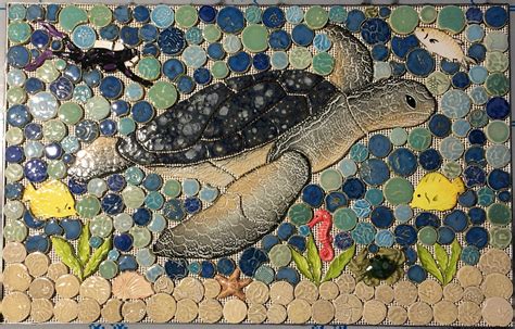 Diy Custom Mosaic Sea Turtle Indigo Back Splash Or Etsy