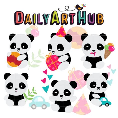 Playful Panda Clip Art Set Daily Art Hub Graphics Alphabets And Svg