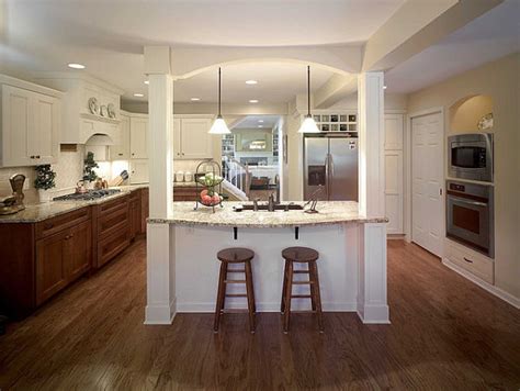 Add kitchen stools to a kitchen island and create additional seating with this guide from hgtv. 15 Beautiful Kitchen Island Designs With Columns - Housely
