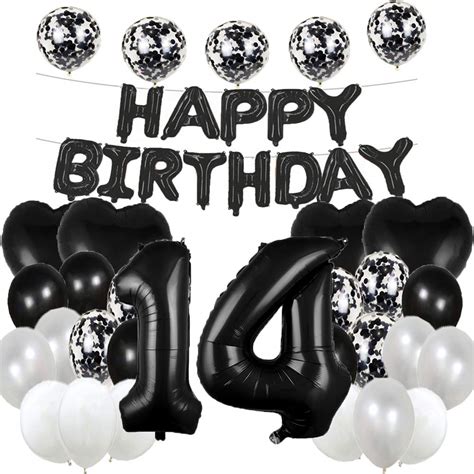 Sweet 14th Birthday Balloon 14th Birthday Decorations Happy 14th Birthday Party Supplies Black