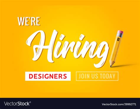 Hiring Graphic Designer Vacancy Poster Job Vector Image