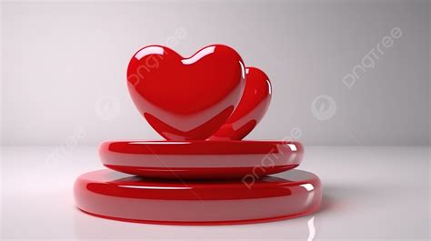 Three Red Heart Shaped Ornaments Sit On A Grey Background 3d Rendering