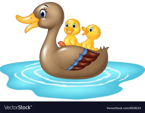 Cartoon Ducks On The Pond Isolated Royalty Free Vector Image