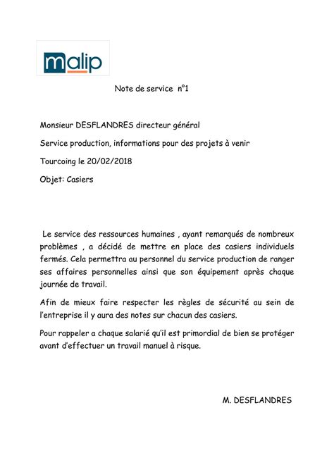 Exemple Personnel Note De Service Horaire De Travail  Rapport n° 279