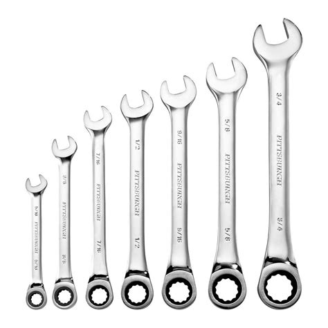 Sae Ratcheting Combo Wrench Set 7 Piece