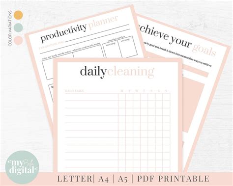 Productivity Planner Printable Daily Productive Daily Tasks Etsy