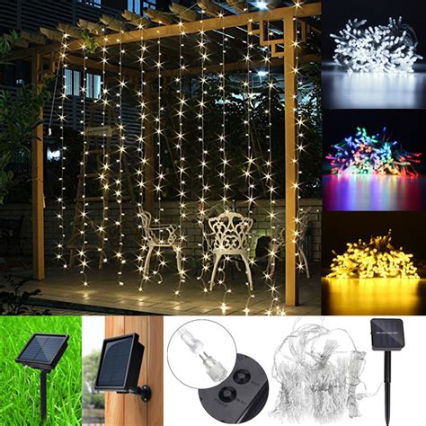 3x3m 300 Led Solar Fairy String Curtain Lights Lamp Outdoor Garden Xmas
