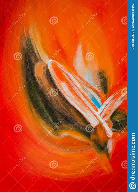 Abstract Fire Acrylic Painting On Canvas Stock Illustration
