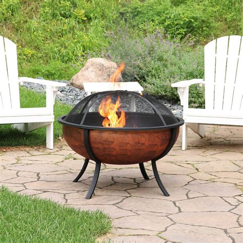 Sunnydaze Large Copper Finished Outdoor Fire Pit Bowl Wood Burning