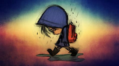 Your sad stock images are ready. children, Blue, Sad, Rain, Cartoon, Red Wallpapers HD / Desktop and Mobile Backgrounds