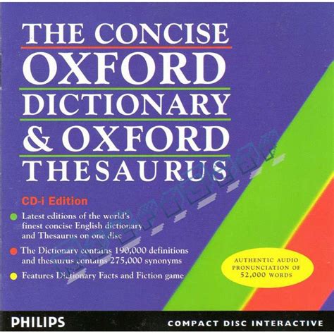 Concise Oxford Dictionary And Oxford Thesaurus The World Of Cd I
