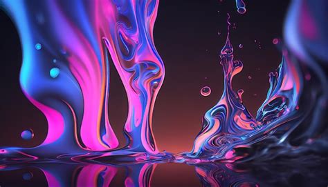 Premium Ai Image Abstract Liquid Swirls On Holographic Fluid Neon