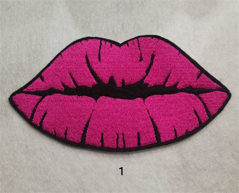 Small Kiss Lips Iron On Patch Pink Lips Red Kiss Lips Etsy