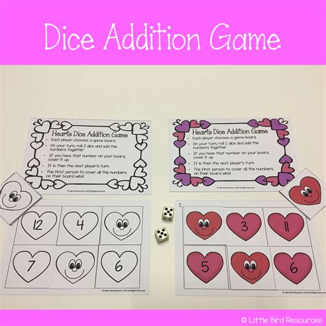 Work On Addition This Valentines Day With This Fun Dice Game Roll 2