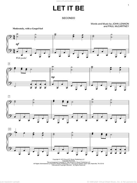 Download and print free pdf sheet music for all instruments, composers, periods and forms from the largest source of public domain sheet music browse sheet music by composer, instrument, form, or time period. Beatles - Let It Be sheet music for piano four hands PDF