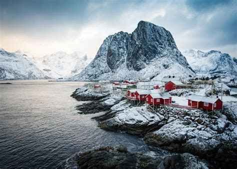 Famous Tourist Attraction Hamnoy Fishing Village On Lofoten Islands