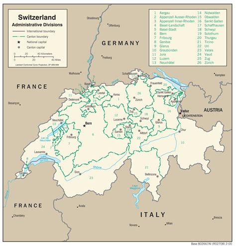 Szwajcaria jest państwem federacyjnym, składającym się z 26 kantonuw, 143 okręguw i 2222 gmin, kture posiadają bardzo szeroką autonomię. Mapa Szwajcarii - mapa samochodowa, turystyczna i inne