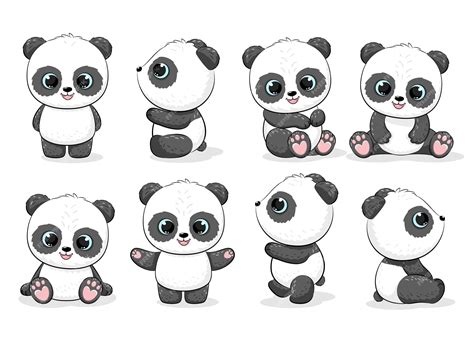 Premium Vector Collection Of Cute Pandas Vector Illustration Of A