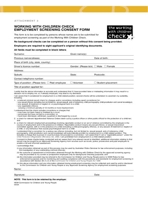 2024 Working With Children Form Fillable Printable Pdf And Forms