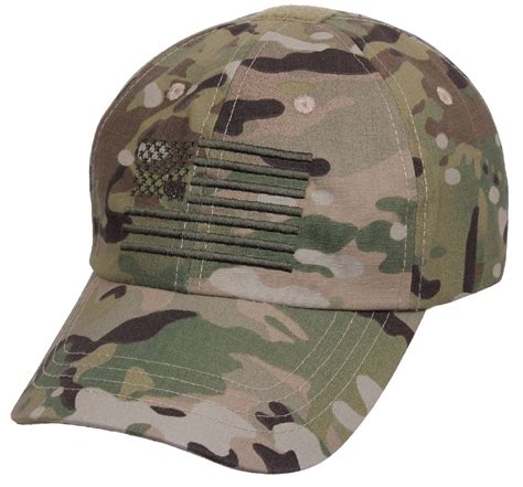 Mens Multicam Embroidered Usa Flag Tactical Cap Adjustable Camo Bas