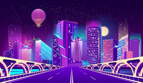 Download Background With Night City In Neon Lights For Free En 2020
