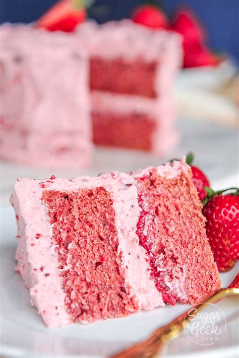 Fresh Strawberry Cake With Strawberry Buttercream Sugar Geek Show