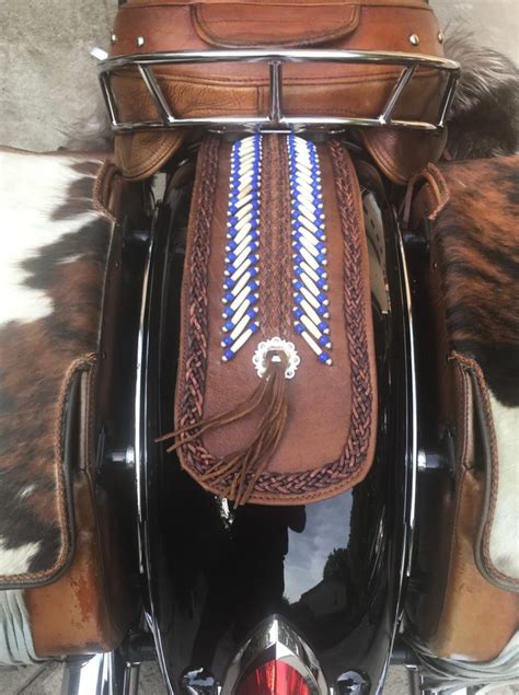 Tan Leather Fender Bib With Blue Beads To Go With Springfield Indian