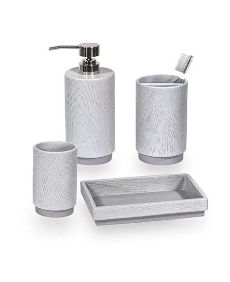 Accessories in natural materials and textures like rattan or wood will give your bathroom a softer look. DKNY Grey Wood 4-Pc. Bath Accessory Set & Reviews ...