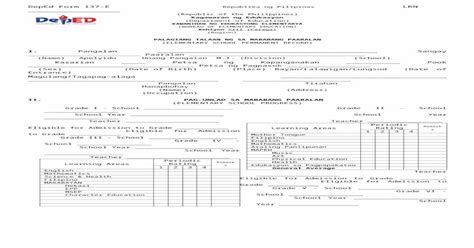 Deped Form 137 Template