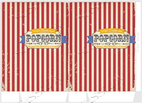 Popcorn Bag Printable Template Instant Download