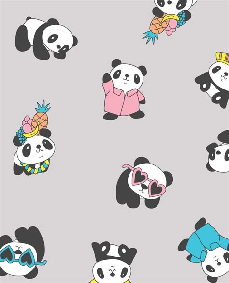 Hand Drawn Cute Different Style Pandas Pattern Design 674197 Vector Art