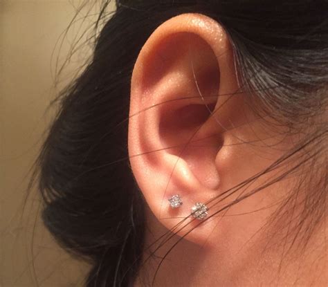 Double Earlobe Piercing 2 Hole Ear Piercing Earrings Ear Piercing