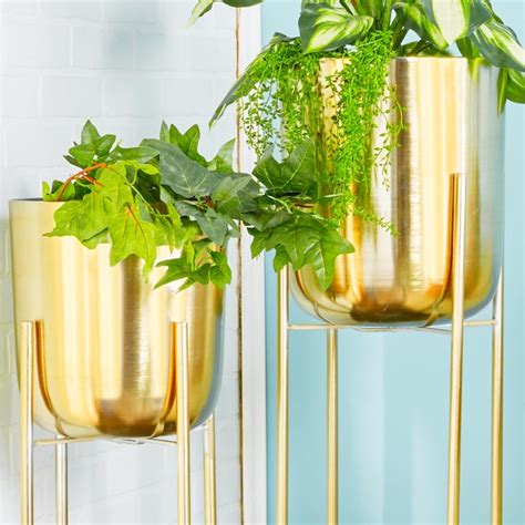 Cosmoliving By Cosmopolitan 2 Pack 12 In W X 46 In H Tall Gold Indoor