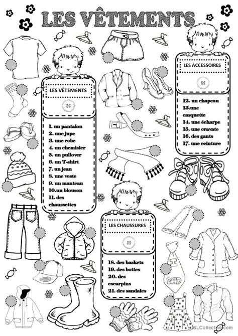 Les Vêtements Français FLE fiches pedagogiques pdf doc