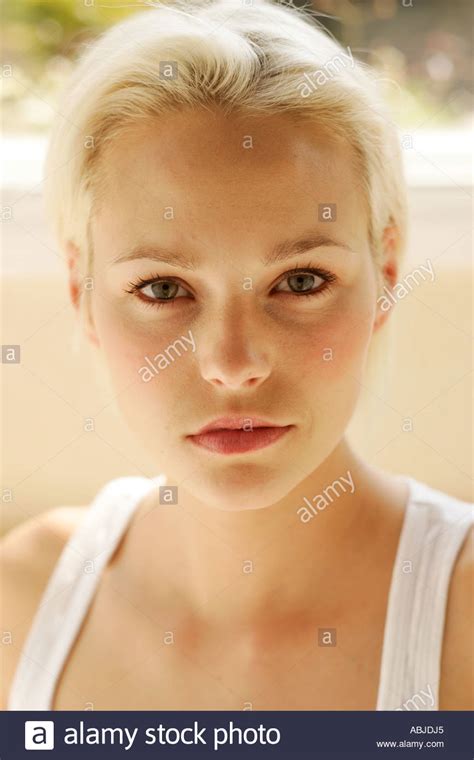 Portrait Of Attractive Blonde Girl Stock Photo Alamy