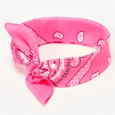 Paisley Bandana Headwrap Neon Pink Claires